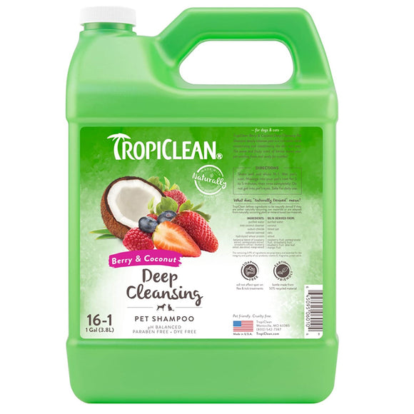 Tropiclean Deep Cleansing Berry & Coconut Shampoo – Large 3.8L, Nourishing Formula with Fresh Scent