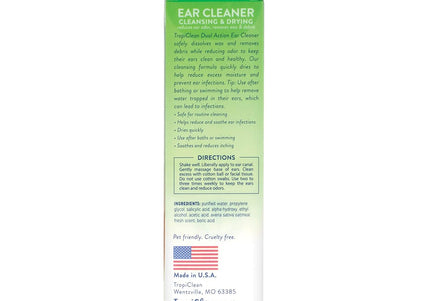 Tropiclean Dual Action Ear Cleaner 118ml – Gentle Cleansing Solution with Deodorizing Formula