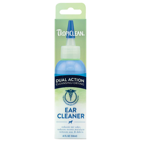 Tropiclean Dual Action Ear Cleaner 118ml – Gentle Cleansing Solution with Deodorizing Formula