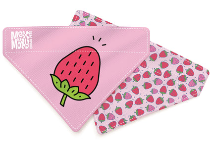 Max&Molly Reversible Bandana Strawberry Dream – Double-Sided Large Pet Accessory, Soft Fabric