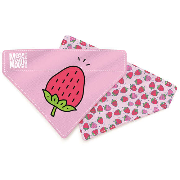 Max&Molly Reversible Bandana Strawberry Dream – Double-Sided Large Pet Accessory, Soft Fabric