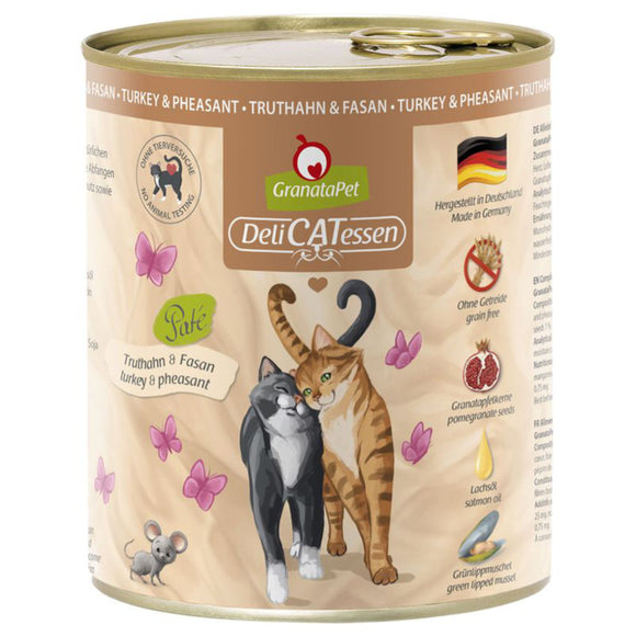 GranataPet DeliCatessen Turkey & Pheasant Wet Cat Food – Grain-Free, 800g Can