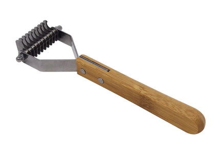 Bamboo Groom Dematting Comb – 10 Stainless Steel Teeth, Ergonomic Bamboo Handle