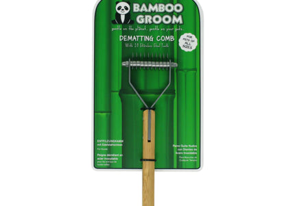 Bamboo Groom Dematting Comb – 10 Stainless Steel Teeth, Ergonomic Bamboo Handle