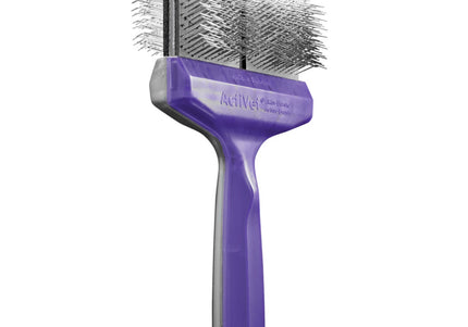 ActiVet Duo Plus Tufffinish Coater Brush – Dual-Sided Hard Detangling and Undercoat Tool, Large 9cm