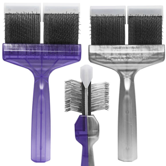 ActiVet Duo Plus Tufffinish Coater Brush – Dual-Sided Hard Detangling and Undercoat Tool, Large 9cm