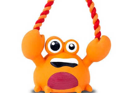 Max&Molly Lenny Krabitz Dog Toy – Durable Latex Crab with Rope and Squeaker
