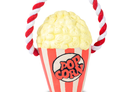 Max&Molly Pop the Corn Dog Toy – Latex Popcorn Bucket with Rope and Squeaker