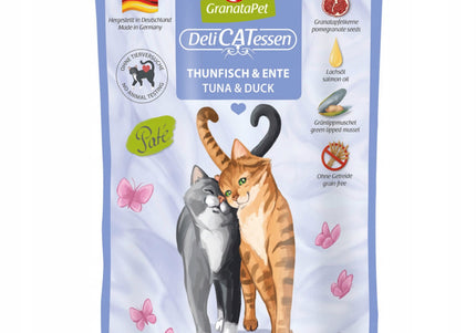 GranataPet DeliCatessen Tuna & Duck – Grain-Free Wet Food with Tender Meat, 24x85g Pouches