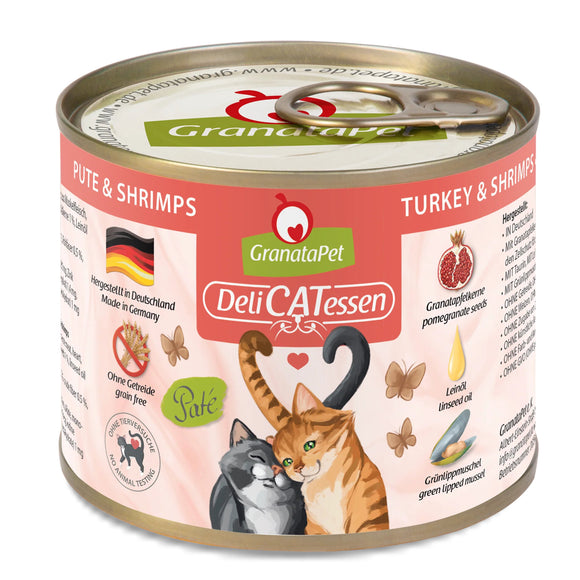 GranataPet DeliCatessen Turkey & Shrimps – Grain-Free Wet Cat Food, 200g Can