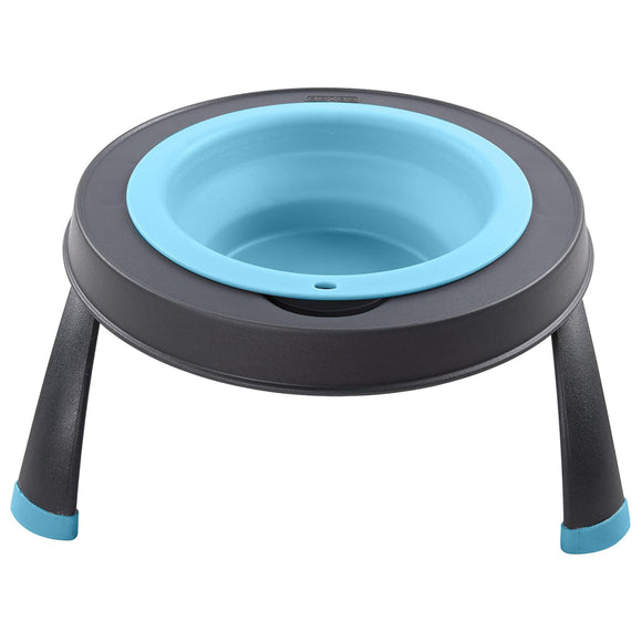 Dexas Popware Collapsible Raised Feeder 946ml – Foldable Elevated Dog Bowl, Fuchsia, Space-Saving Design