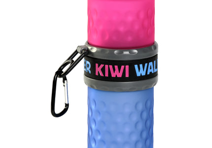 Kiwi Walker 2-in-1 Travel Bottle – Dual Food and Water Dispenser, Pink and Blue
