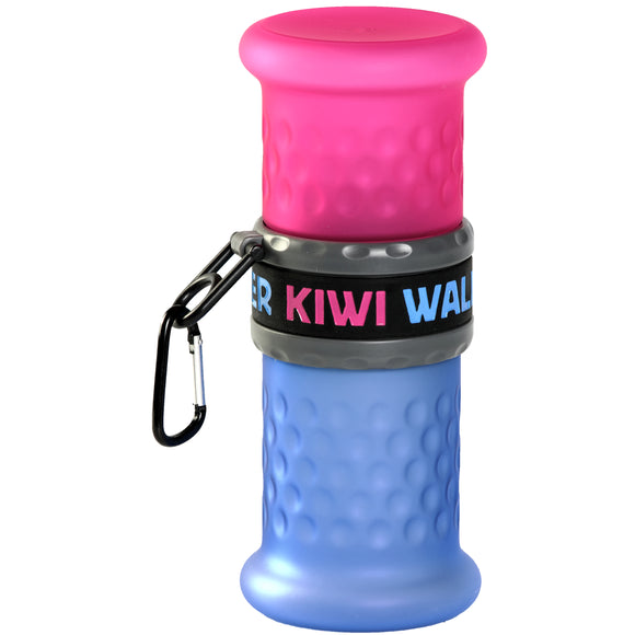 Kiwi Walker 2-in-1 Travel Bottle – Dual Food and Water Dispenser, Pink and Blue