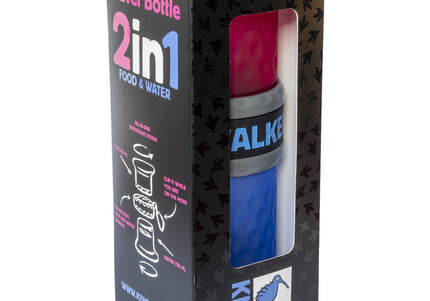 Kiwi Walker 2-in-1 Travel Bottle – Dual Food and Water Dispenser, Pink and Blue