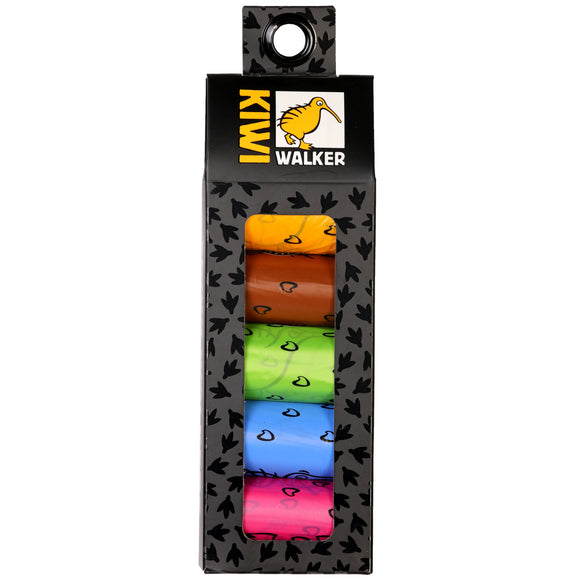 Kiwi Walker Biodegradable Waste Bags – Eco-Friendly Leakproof Design, 5 Pack