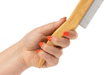 Mikki Bamboo Flea Anti-Tangle Comb – Rotating Teeth, Natural Bamboo, Removes Insects Easily