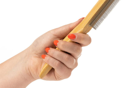 Mikki Bamboo Fine Anti-Tangle Comb – Dense Tooth Spacing with Rotating Pins, Eco-Friendly