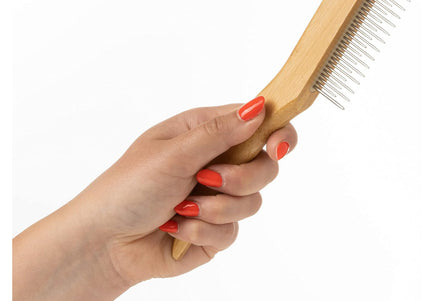 Mikki Bamboo Shedding Anti-Tangle Comb – Mixed Tooth Spacing, Rotating Pins for Easy Grooming
