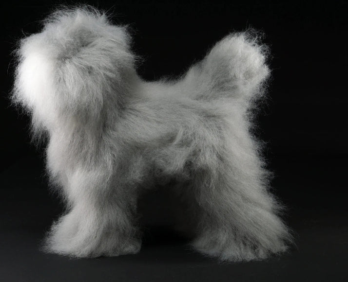 Mr. Jiang Teddy Full Body Replacement Hair – Realistic Gray with White Muzzle, Easy to Attach