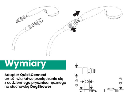 Wahl HansGrohe DogShower Quick-Coupling Set – Fast-Release Connector for Shower Head Attachment
