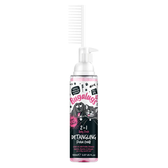 Bugalugs 2in1 Detangling Foam – Baby Fresh Scent, 150ml, Easy-Comb Formula for Smooth Fur