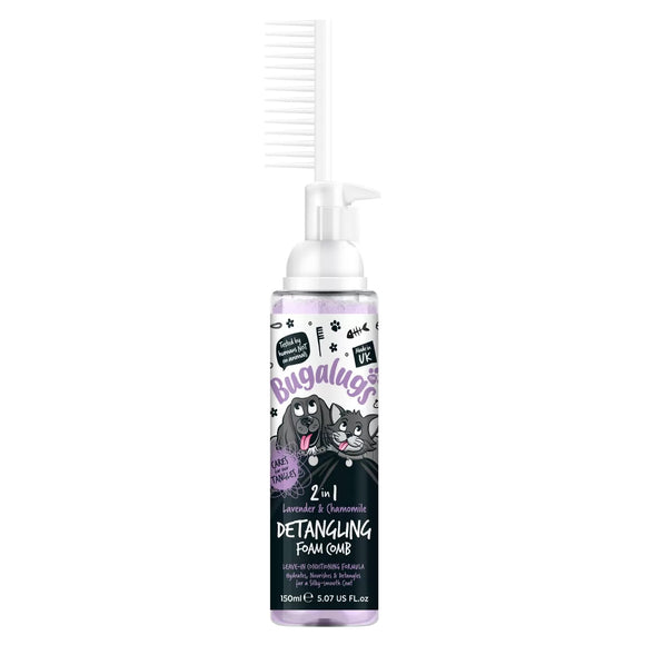 Bugalugs 2in1 Detangling Foam Comb – Lavender & Chamomile, 150ml, Easy Fur Care