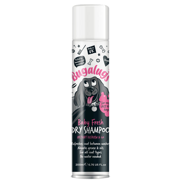 Bugalugs Baby Fresh Dry Shampoo 200ml – Gentle No-Rinse Powder, Refreshes Coats Instantly