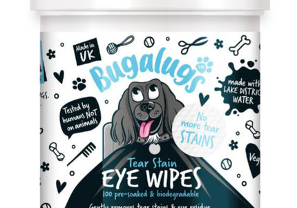 Bugalugs Tear Stain Eye Wipes – Biodegradable Cotton Pads, Gentle Eye Area Cleaning, 100 Pack