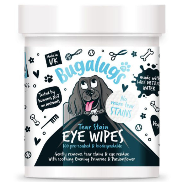 Bugalugs Tear Stain Eye Wipes – Biodegradable Cotton Pads, Gentle Eye Area Cleaning, 100 Pack