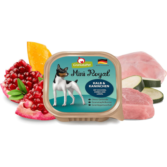 GranataPet Mini Royal Veal & Coney Wet Food – Grain-Free Veal and Rabbit Recipe, 11x150g