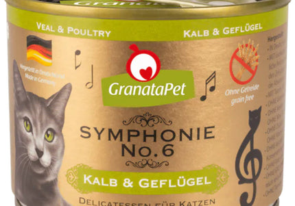 GranataPet Symphonie No. 6 Cat Food – High-Meat Veal and Poultry Recipe, 200g Can