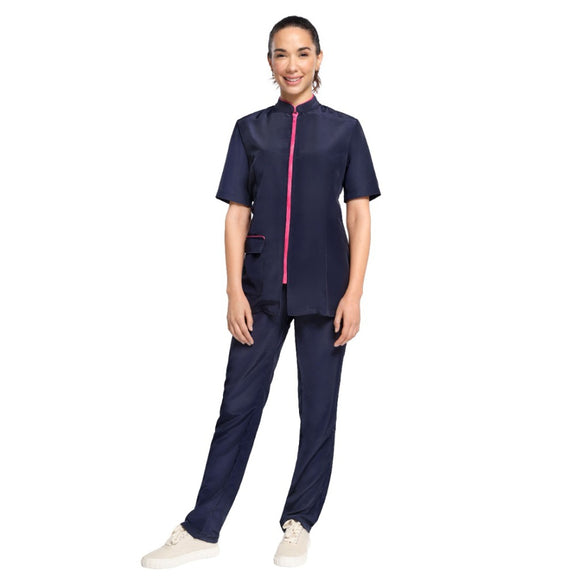 Artero Niza Zippered Grooming Sweatshirt – Navy Blue and Pink, Small Size, Comfortable Fit