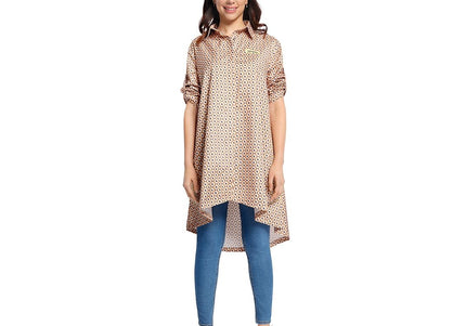 Artero Tokio OP-ART Grooming Tunic – Brown Poodle Motif, Medium, Lightweight Comfort