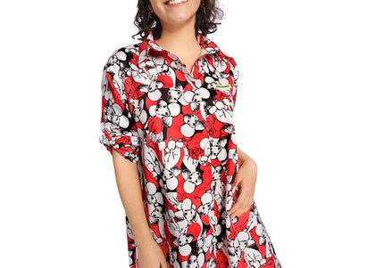 Artero Tokio Abstract Grooming Tunic – Red Poodle Motif, Lightweight, Size Small