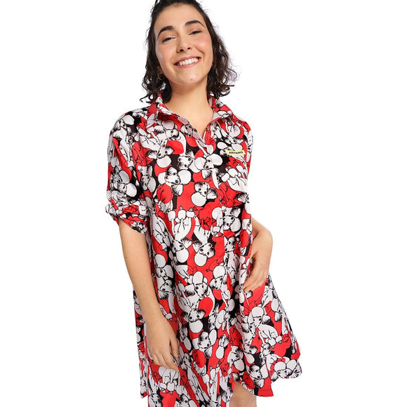 Artero Tokio Abstract Grooming Tunic – Red Poodle Motif, Lightweight, Size Small