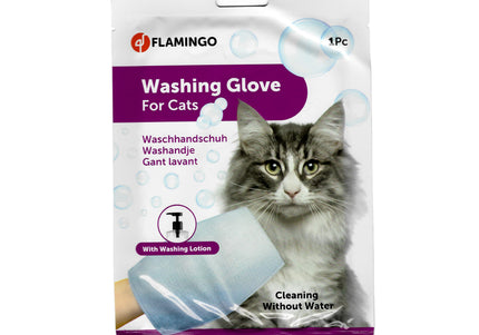 Flamingo Cat Washing Glove – Balm-Infused No-Rinse Cleaning Mitt, Gentle and Convenient