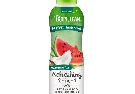 Tropiclean Refreshing 2in1 Shampoo and Conditioner 355ml – Natural Watermelon Scent, Gentle Cleansing Formula
