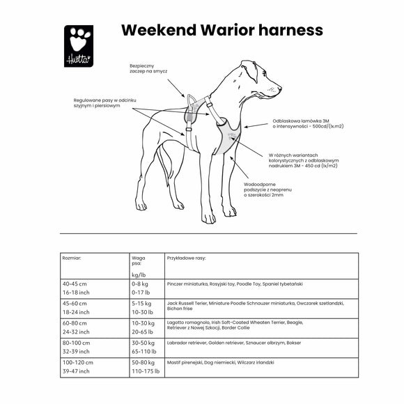Hurtta Weekend Warrior Harness Neon Orange – Adjustable 40-45cm, Durable Design for Active Pets
