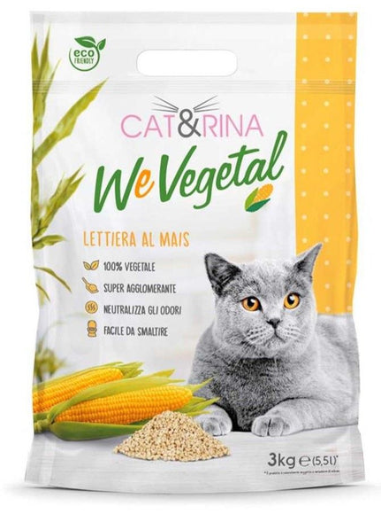 Cat&Rina WeVegetal Corn Litter – Clumping Biodegradable Cat Litter, 6 x 5.5L Bags