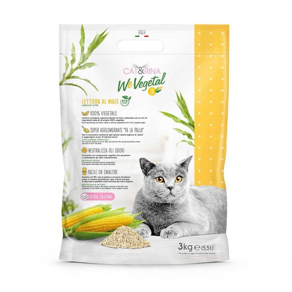 Cat&Rina WeVegetal Corn Litter – Clumping Biodegradable Corn Formula, 5.5L (3kg)
