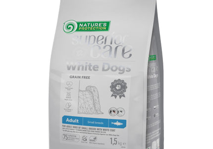 Nature’s Protection Superior Care White Dogs Adult Small Breeds Herring – Nutrient-Rich Dry Food, 1.5kg