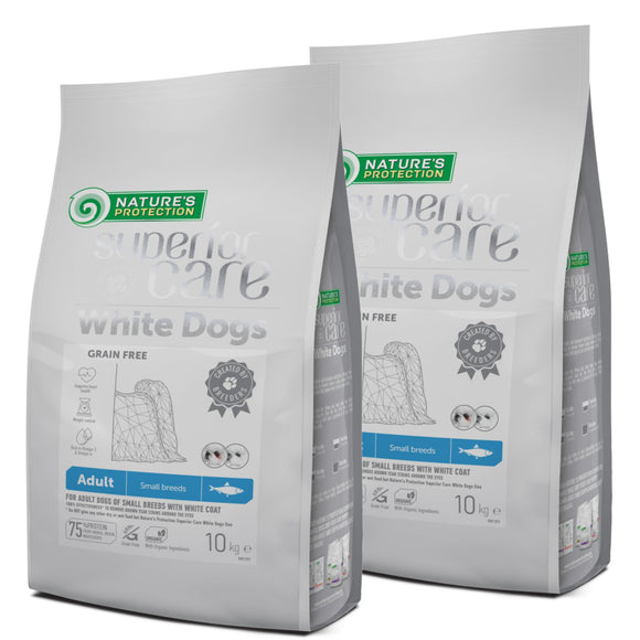 Nature’s Protection Superior Care White Dogs Herring Kibble – Small Breed, 2x10kg, Premium Formula