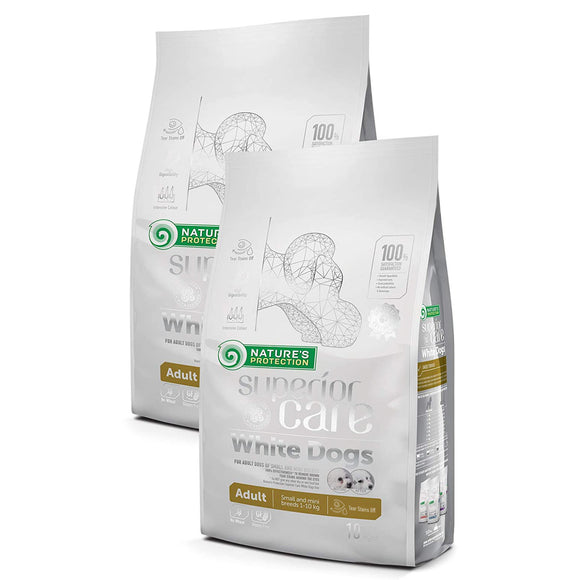 Nature’s Protection Superior Care White Dogs Adult Small Breeds Lamb – Hypoallergenic Dry Food, 2 x 10kg