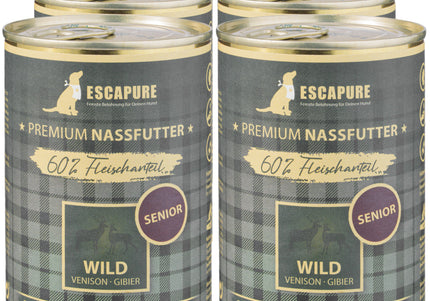 Escapure Senior Wild Wet Dog Food – Venison and Vegetable Recipe, 6 x 400g Cans