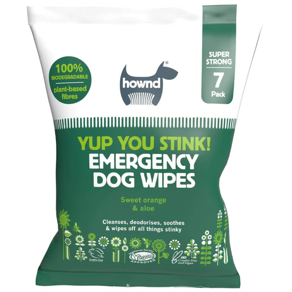 Hownd Yup You Stink! Emergency Dog Wipes – Large Wet Wipes, Removes Dirt and Odors, 7 Pack