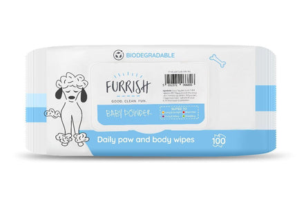 Furrish Baby Powder Bath Wipes – Gentle Cleansing Wipes with Powdery Scent, 100 Pack