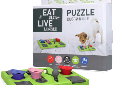 Eat Slow Live Longer Puzzle Rectangle – Interactive Dog Intelligence Toy, Durable Design
