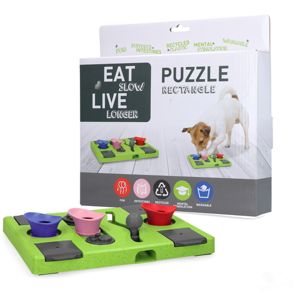 Eat Slow Live Longer Puzzle Rectangle – Interactive Dog Intelligence Toy, Durable Design