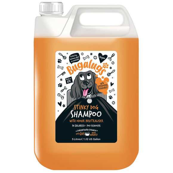 Bugalugs Stinky Dog Shampoo – Odor-Removing Concentrate, 1:10 Dilution, 5L Bottle