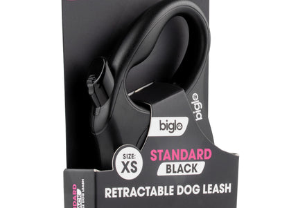Biglo Standard Black Retractable Leash – Extra Small, Durable Tangle-Free Design